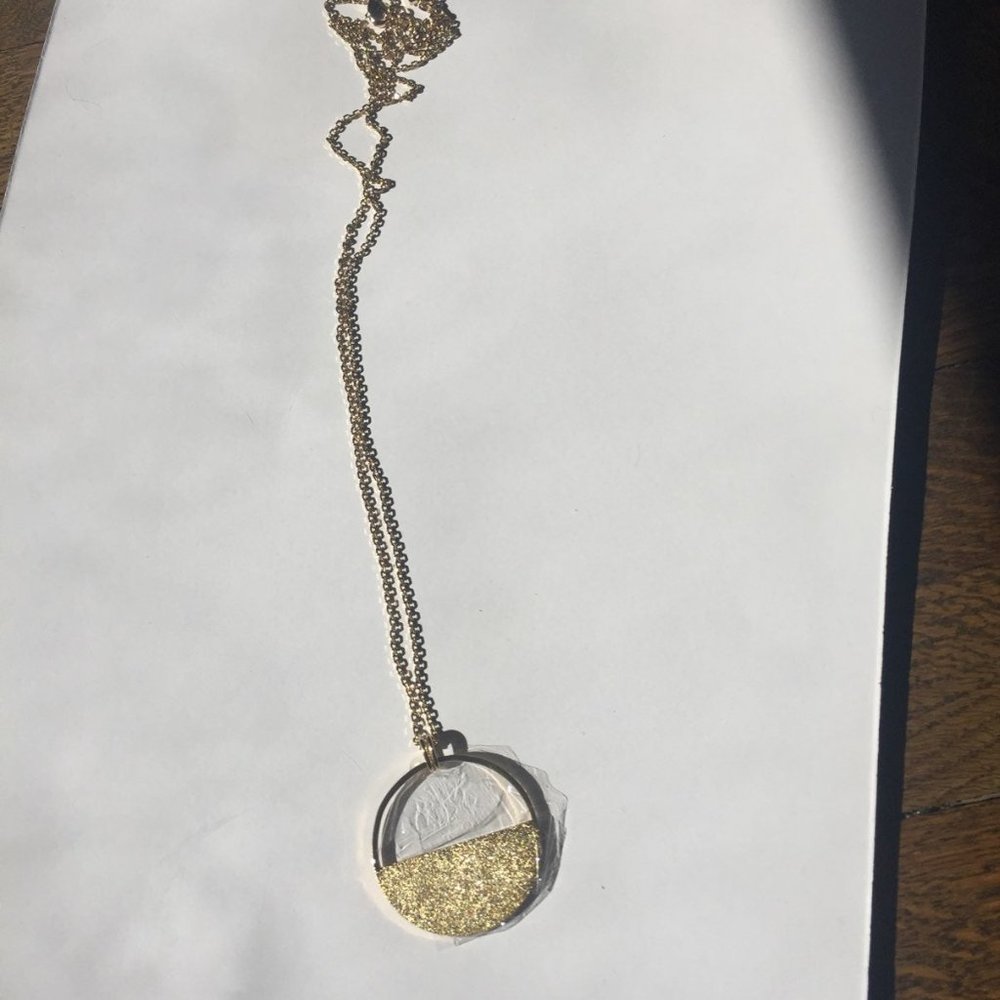 Donna Karan diamond blast metal gold necklace